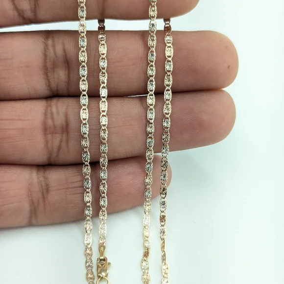 10kt Real Gold Tricolor Valentino chain 2.2 mm 20 inches